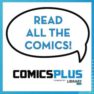 Advert for ComicPlus. A speech bubble above the Logo.